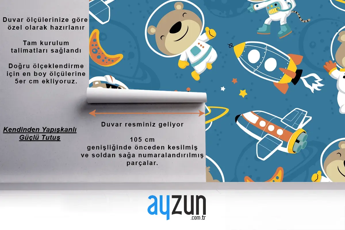 Uzay Taşımacılığındaki Komik Astronotun Kusursuz Deseni Çocuk Odası Duvar Kağıdı