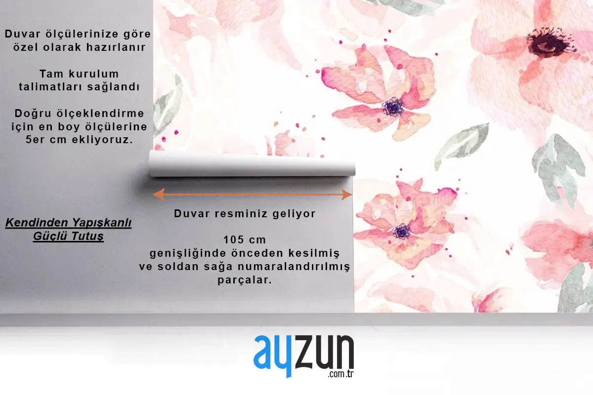 Gül Ve Portakal Çiçeklerinin Kusursuz Deseni Çocuk Odası Duvar Kağıdı Çizilmiş