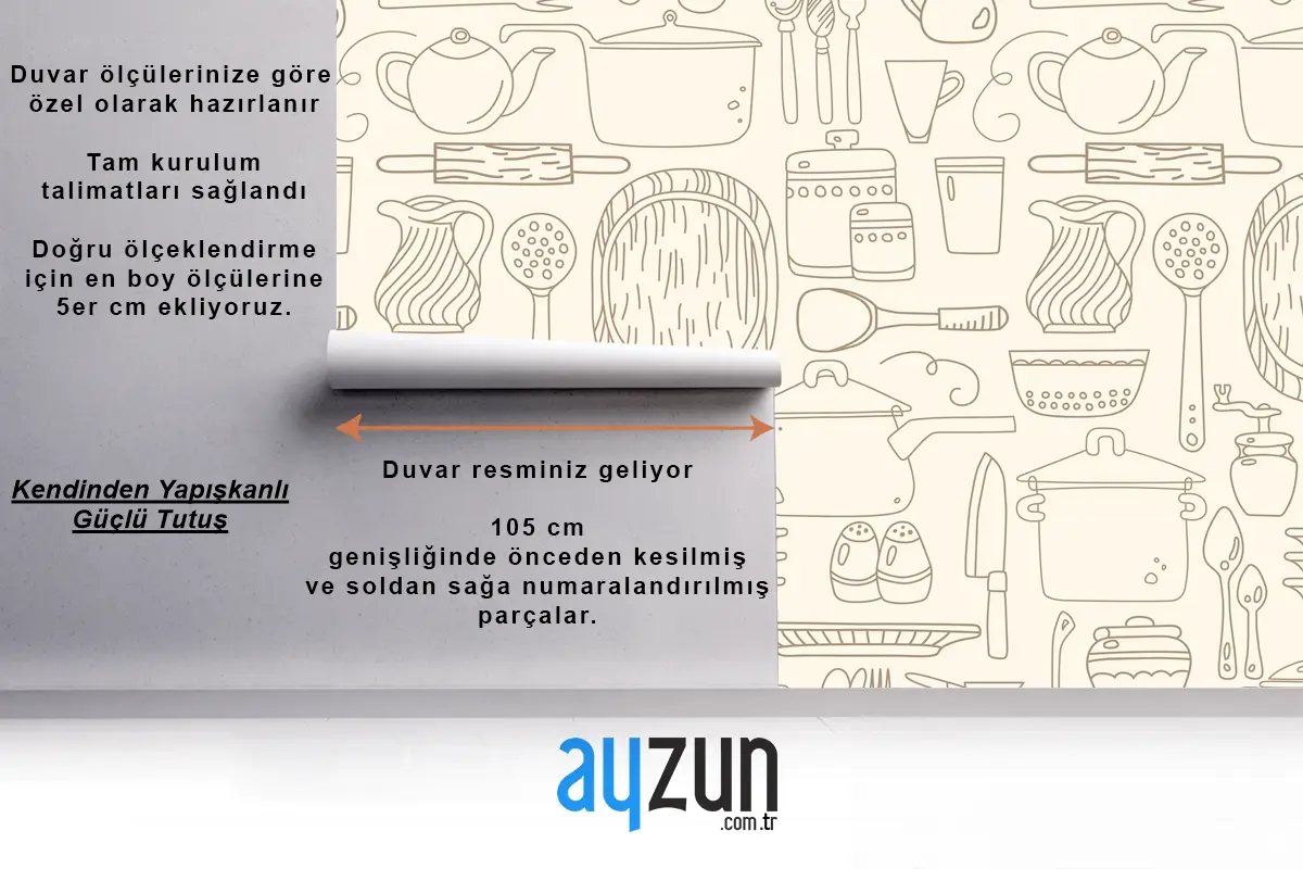 Bej Duvar Kağıdı Duvarında Mutfak Gereçleri Ile Kusursuz Desen