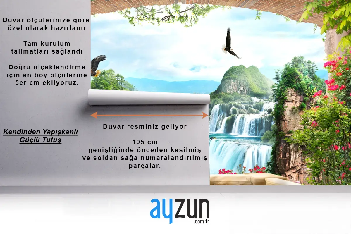 Şelalelerin Eşlik Ettiği Balkon Manzarası Duvar Kağıdı
