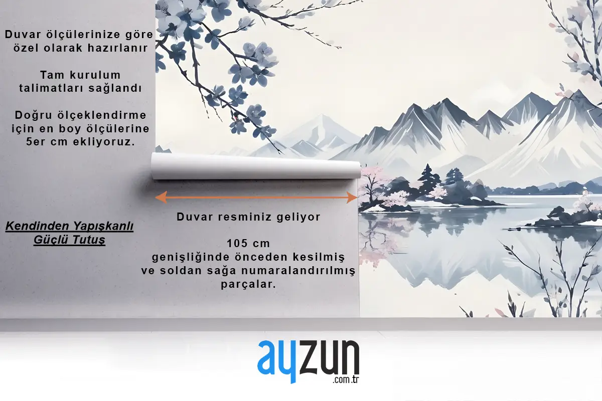 Sakin Bir Göle Yansıyan Karla Kaplı Dağlarla Sakin Manzara Oturma Odası Salon Duvar Kağıdı