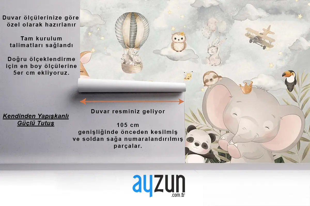 Sevimli Hayvanların Neşeli Dünyası Çocuk Odası Duvar Kağıdı