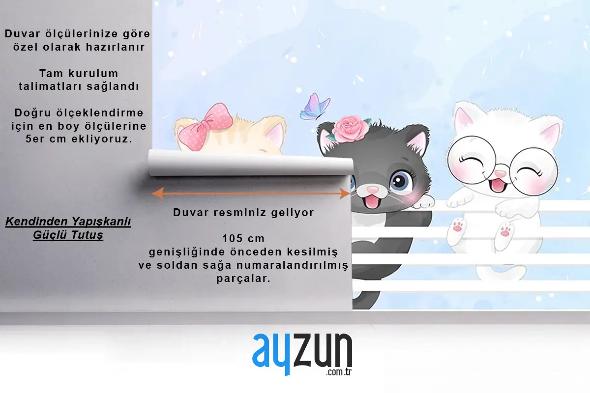 Sevimli Kedicikler Çocuk Odası Duvar Kağıdı