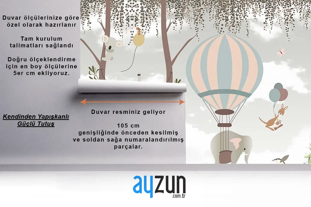 Sevimli Koalalar Ve Uçan Balonlar Çocuk Odası Duvar Kağıdı