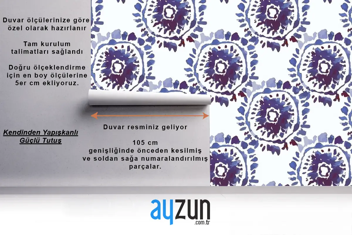 Shibori El Boyalı Desen Suluboya Yemek Odası Duvar Kağıdı