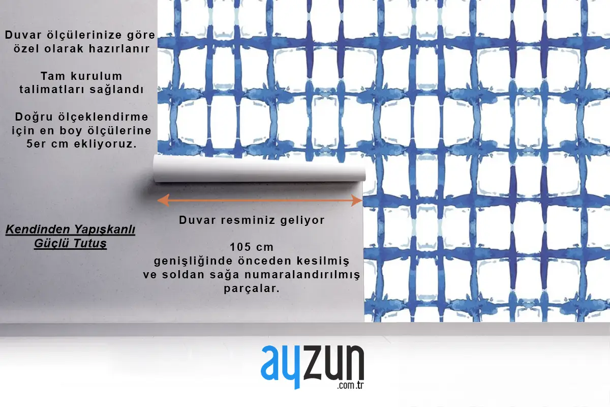 Shibori Çizgileri Desen Suluboya Duvar Kağıdı 