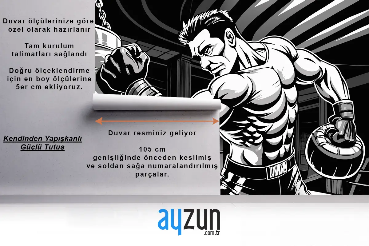 Sırtında Boks Ringi Olan Bir Boksörün Çizimi Duvar Kağıdı