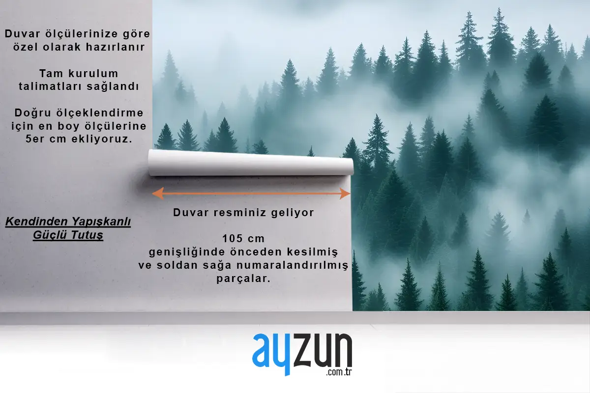 Sisli Çam Ormanı Yatak Odası Duvar Kağıdı