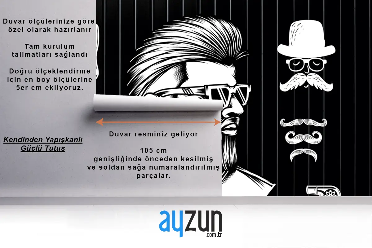Siyah Arka Olan Beyaz Berber Aletleri Ve Erkek Salon Kuaför Duvar Kağıdı