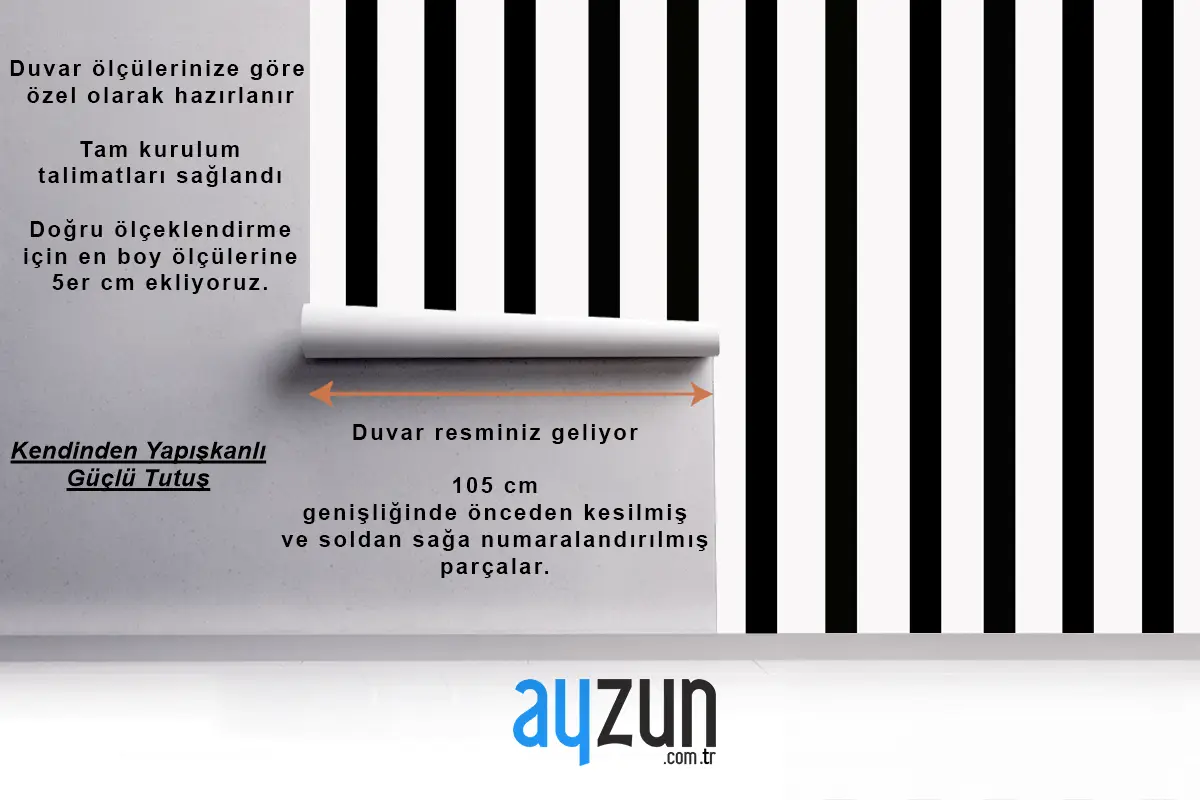 Siyah Beyaz Çizgili Arka Plan Desen Duvar Kağıdı