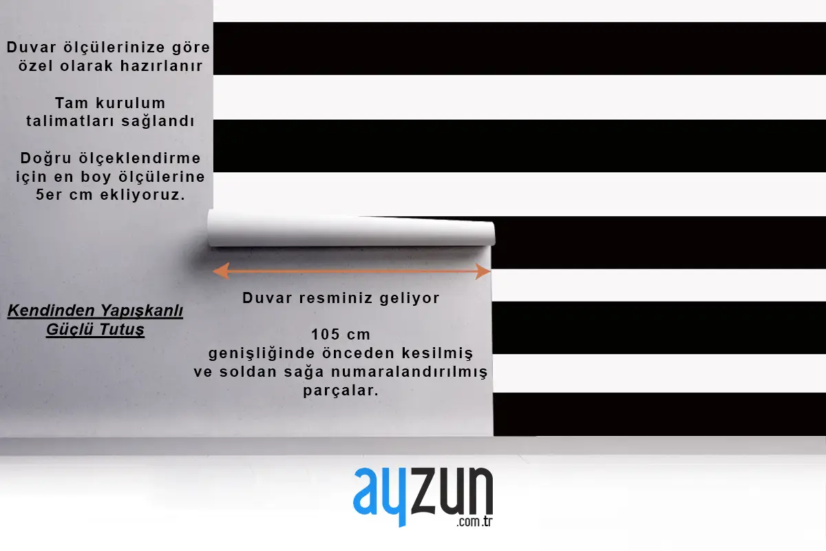 Siyah Beyaz Yatay Çizgili Arka Plan Desen Duvar Kağıdı