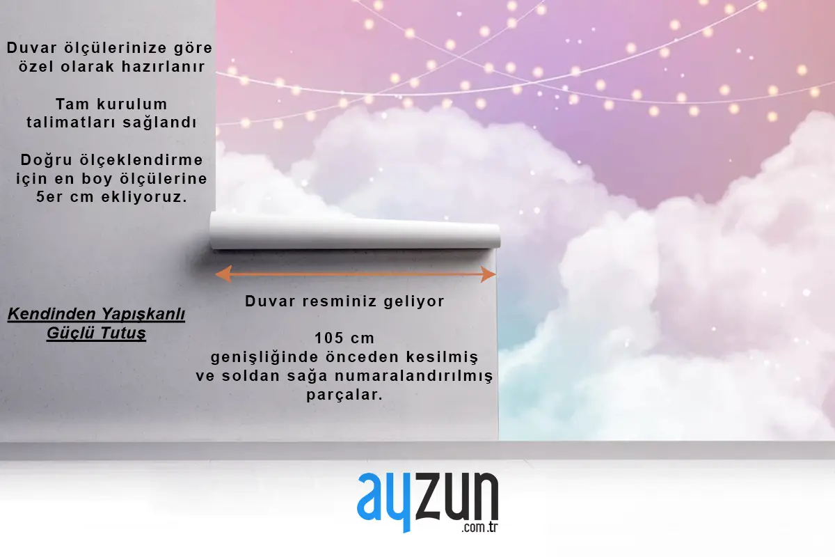 Şeker Pamuk Şeker Bulutlar Ve Yıldız Tasarım Çocuk Odası Duvar Kağıdı  Ile Gökyüzü Arka Plan