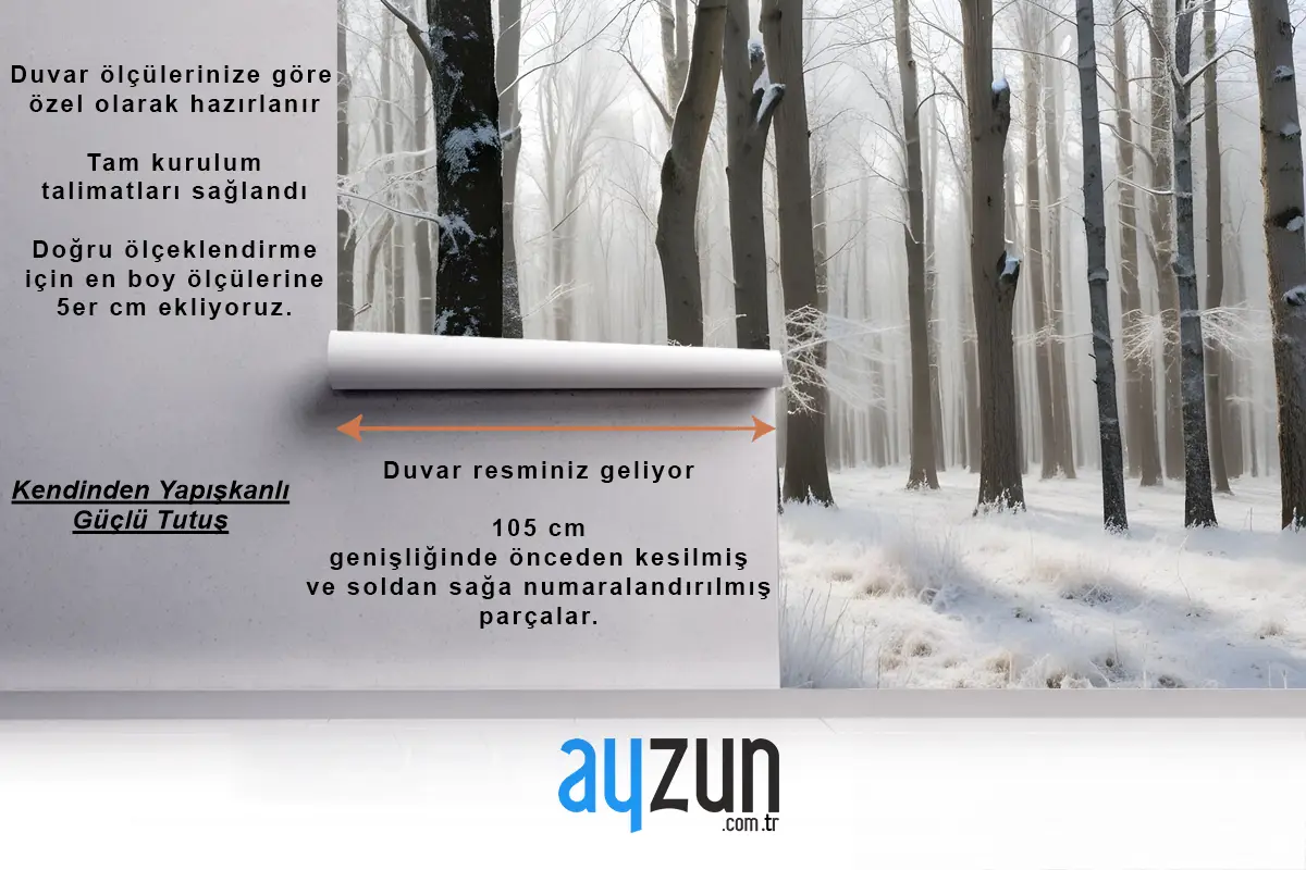 Uzun Çıplak Ağaçları Ve Zemini Kaplayan Buz Katmanıyla Karlı Orman Antre  Hol  Koridor Duvar Kağıdı