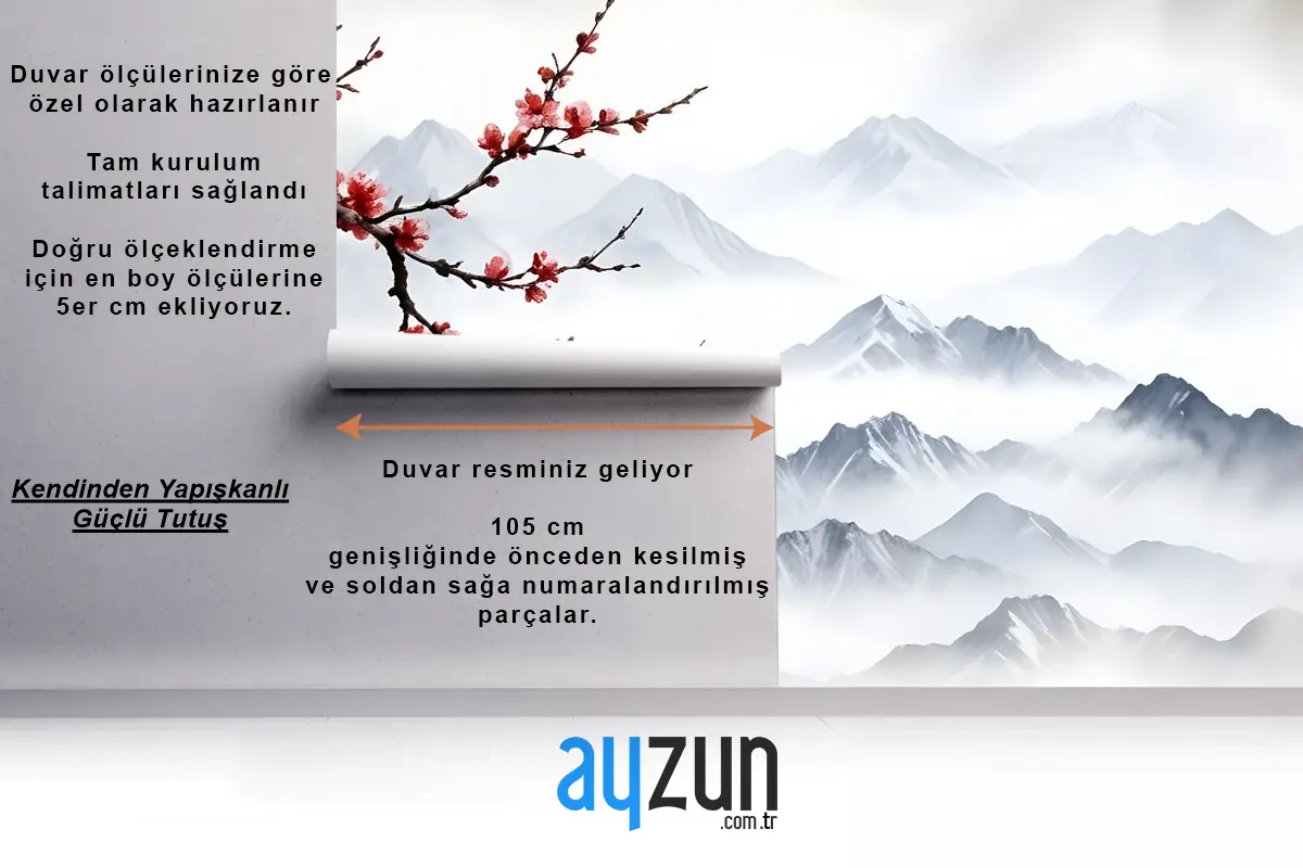 Kiraz Çiçeği Duvar Kağıdı  Ile Karlı Dağ Manzarası