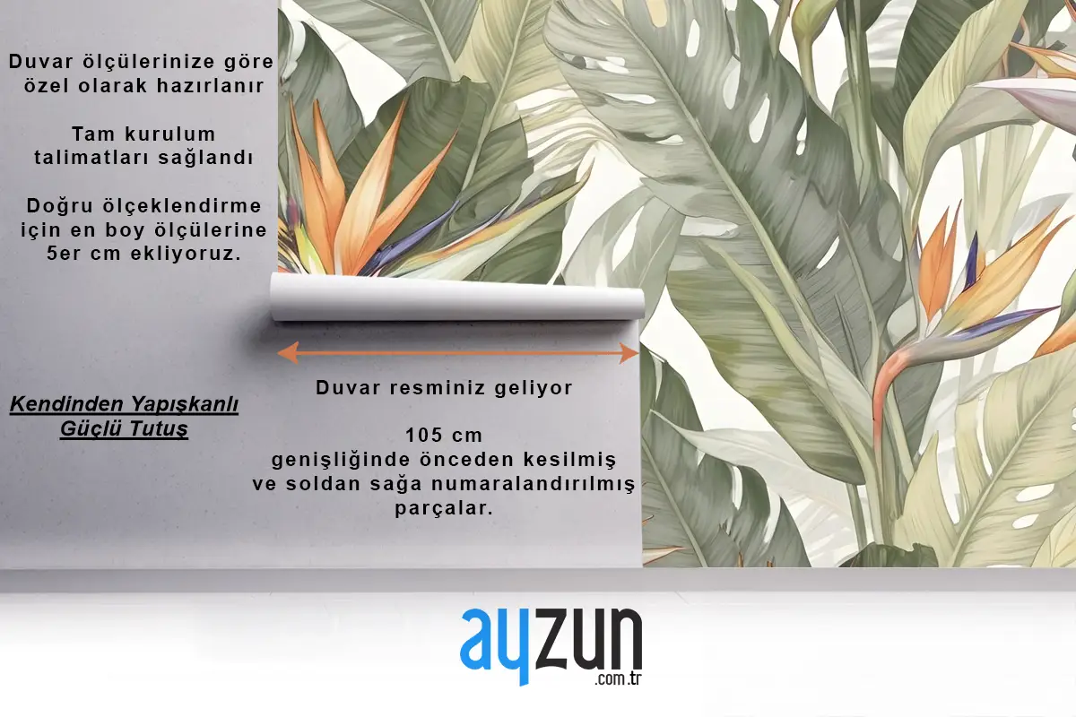 Yumuşak Muz Yaprağı Desenli Duvar Kağıdı