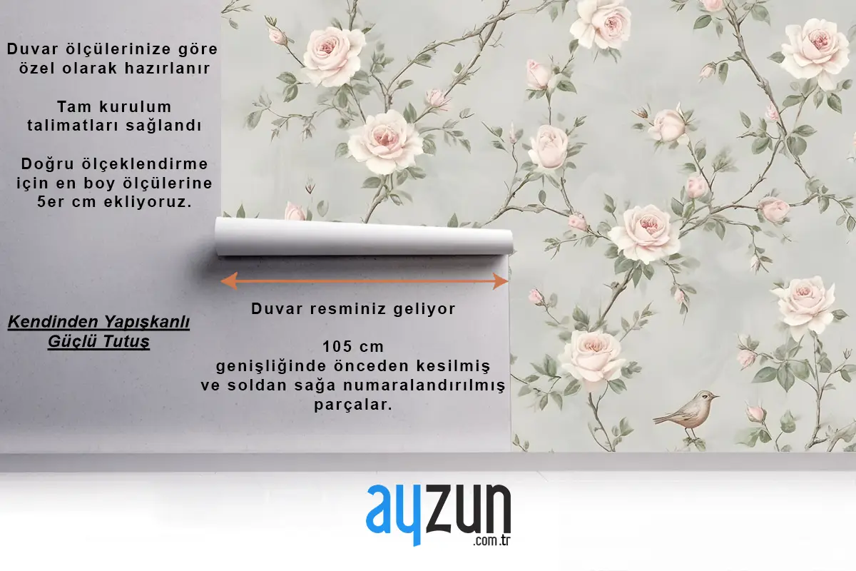 Yumuşak Chinoiserie Şakayık Ağacı Çiçeği Sanat Duvar Kağıdı 