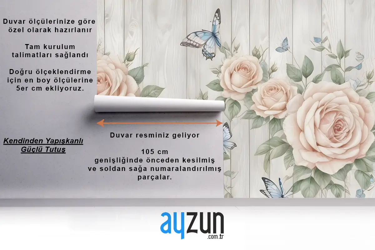 Kelebek Duvar Kağıdı  Ile Yumuşak Çiçek