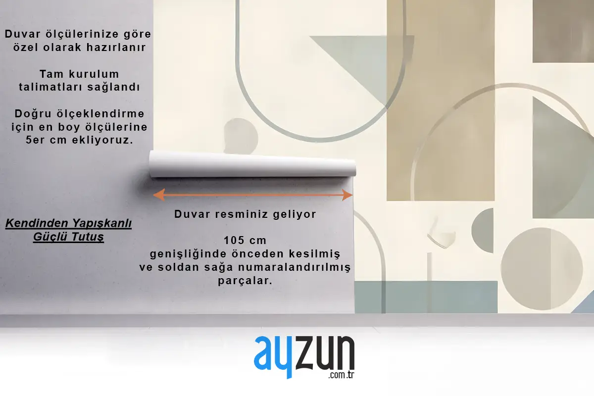 Yumuşak Geometrik Şekil Sanat Duvar Kağıdı 