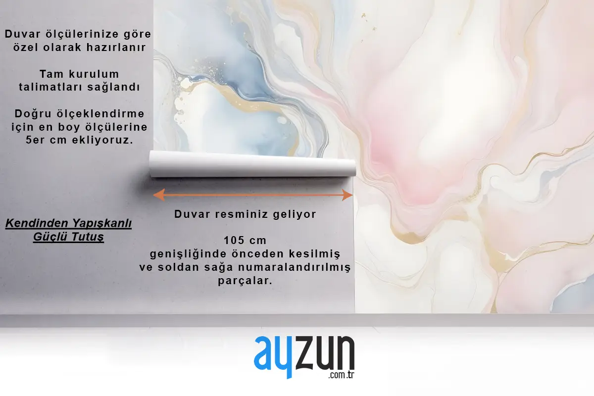 Yumuşak Nötr Soyut Mermer Sanat Duvar Kağıdı 