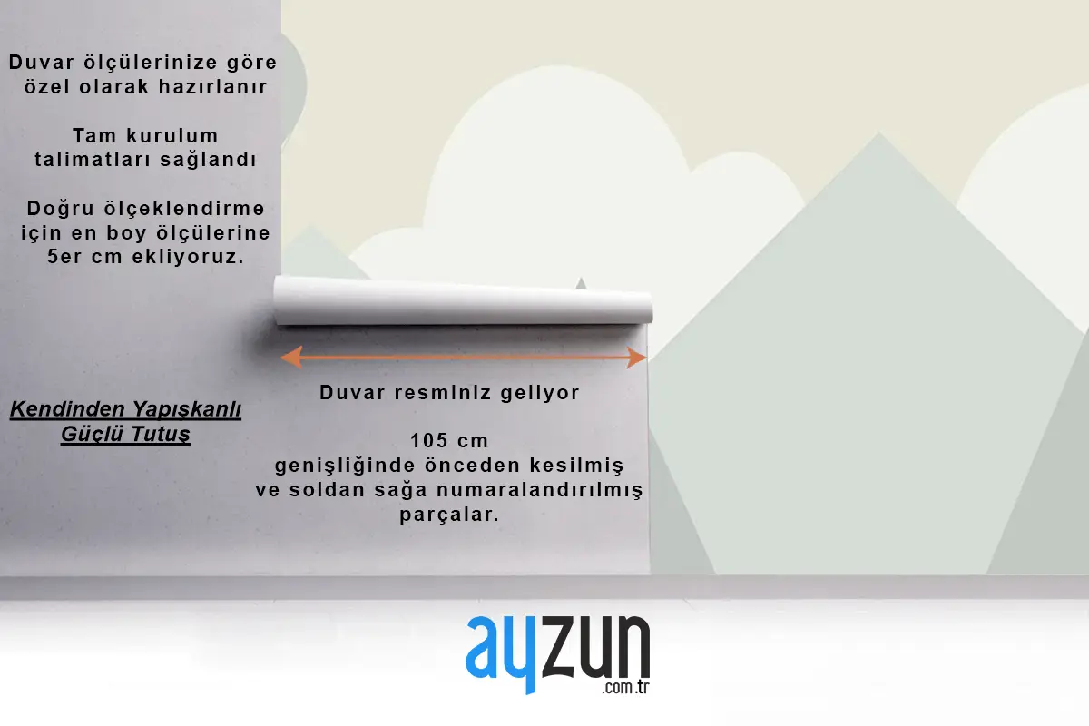 Soft Renk Dağlar Çocuk Odası Duvar Kağıdı