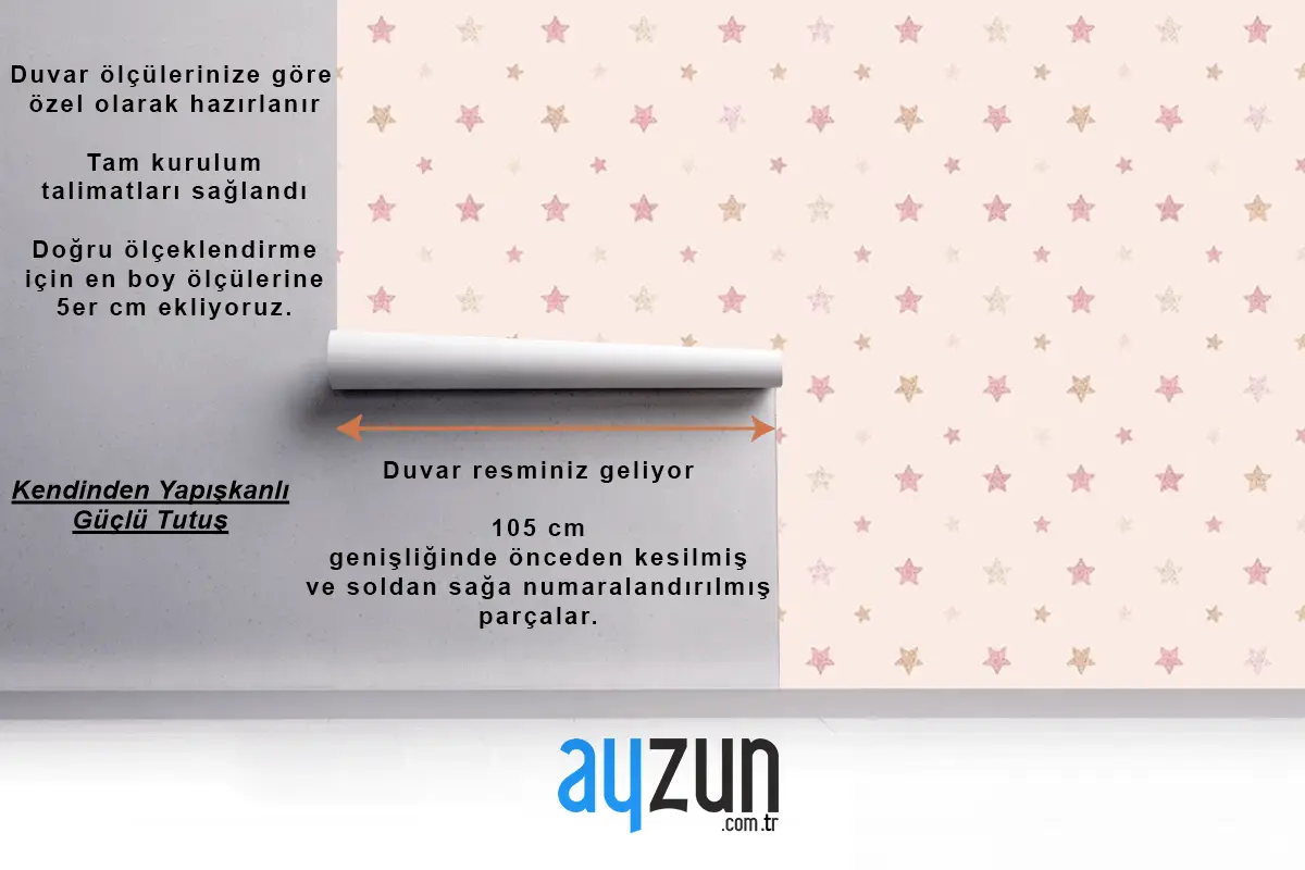 Soft Renk Yıldızlar Çocuk Odası Duvar Kağıdı