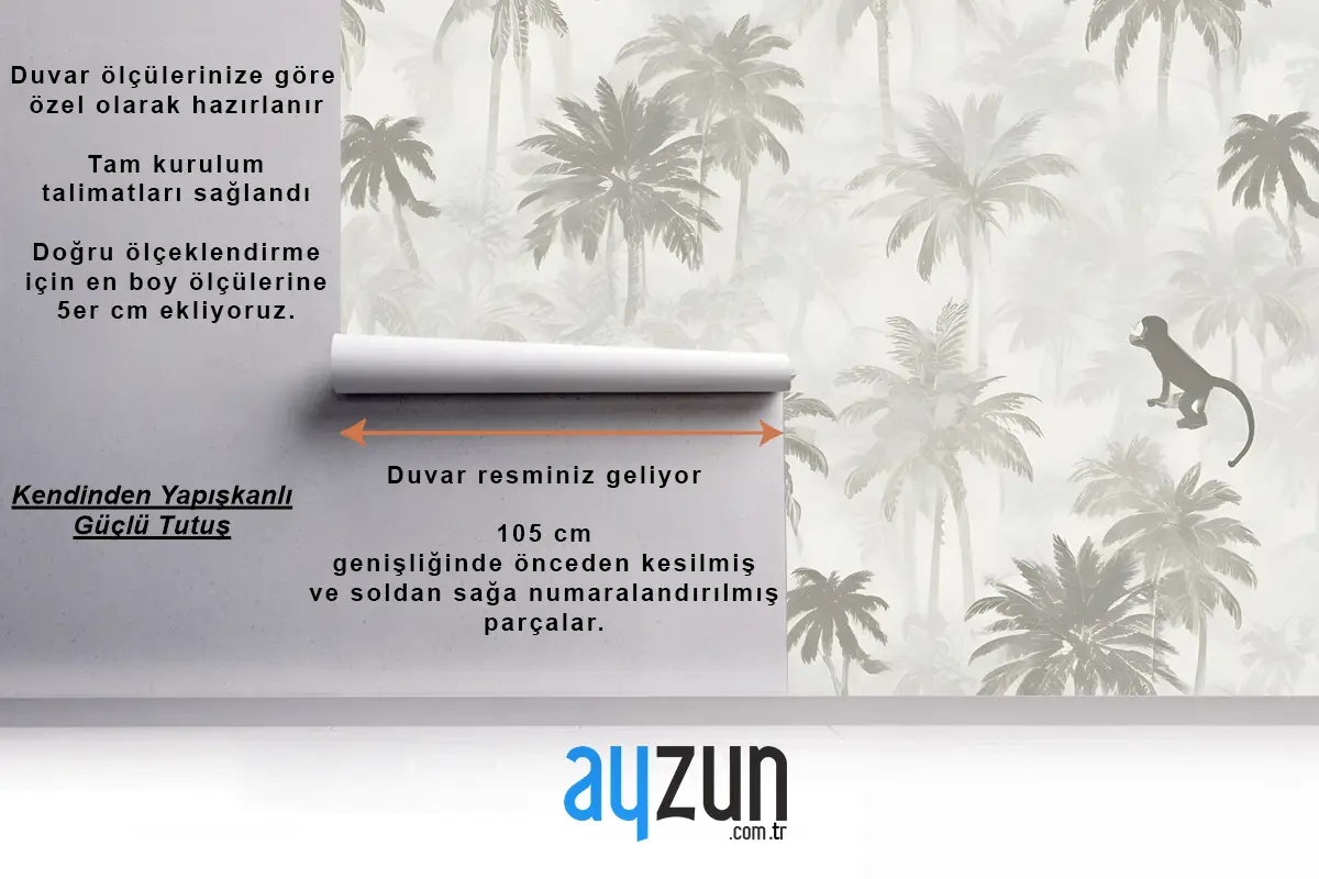 Sofistike Minimal Orman Hayvanları Desenli Oturma Odası Salon Duvar Kağıdı