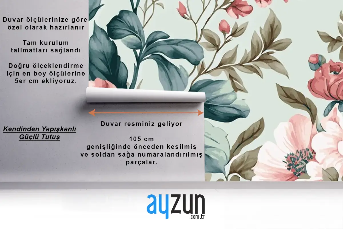 Soyut Çiçek Sanat Şablonu Botanik Suluboya Duvar Kağıdı 