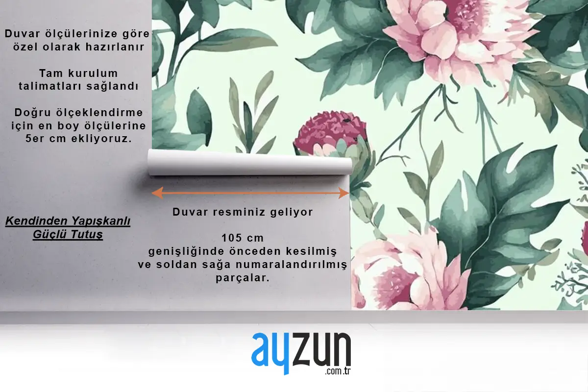 Soyut Çiçek Sanatı Botanik Suluboya Elle Çizilmiş Çiçekler Duvar Kağıdı