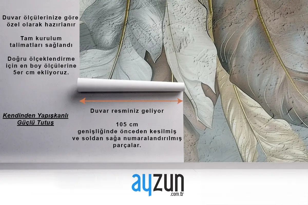 Soyut El Yapımı Nostaljik Yapraklar Yağlıboya Vintage Duvar Kağıdı