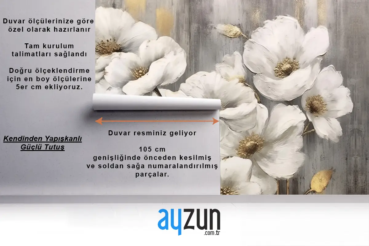 Soyut Elle Boyanmış Nostaljik Çiçekli Yağlıboya Vintage Duvar Kağıdı