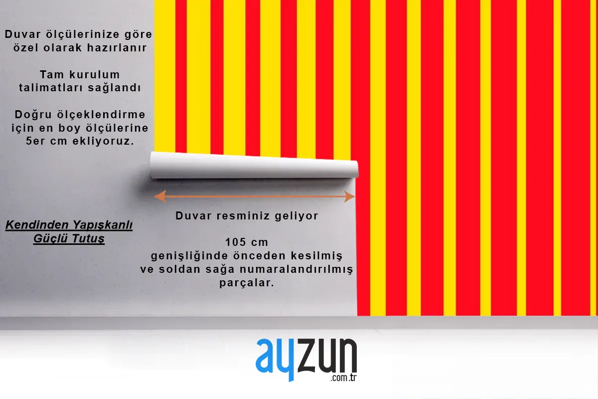 Soyut Geometrik Desen Sarı Kırmızı Duvar Kağıdı