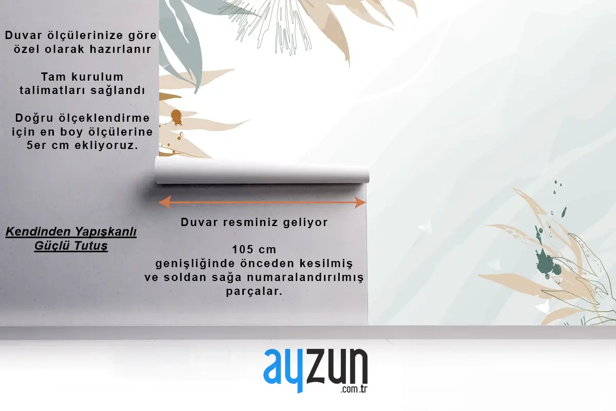 Soyut Suluboya Yaprakları Çizimi Tv Arkası Duvar Kağıdı