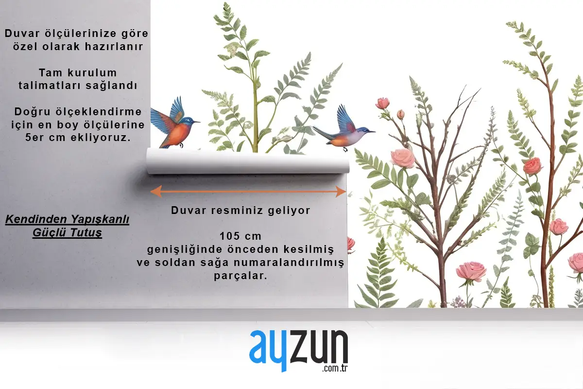 Ağaçlarda Kuşlarla Bahar Çiçeği Duvar Kağıdı