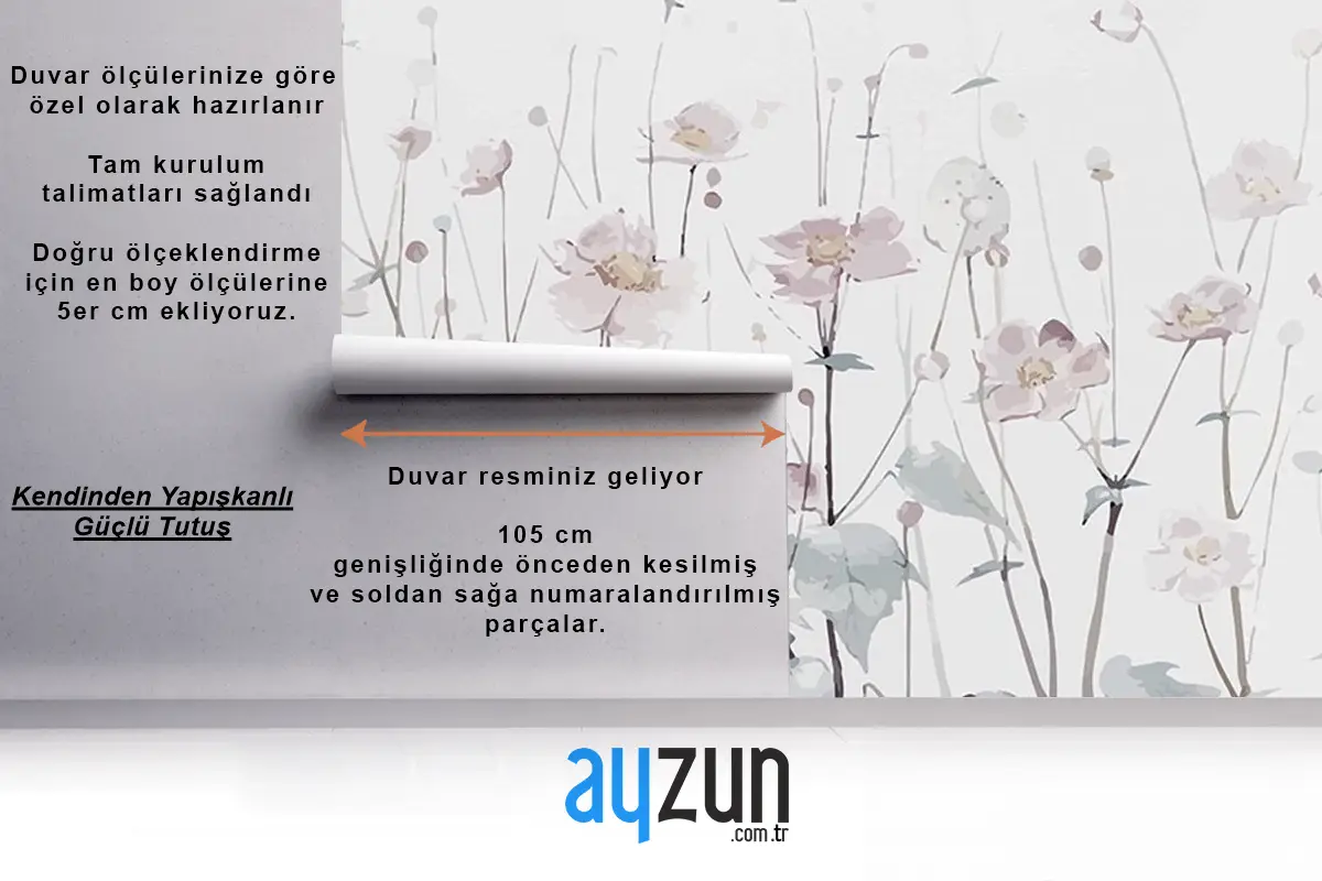 Sulu Boya Soft Renk Çiçekler Duvar Kağıdı