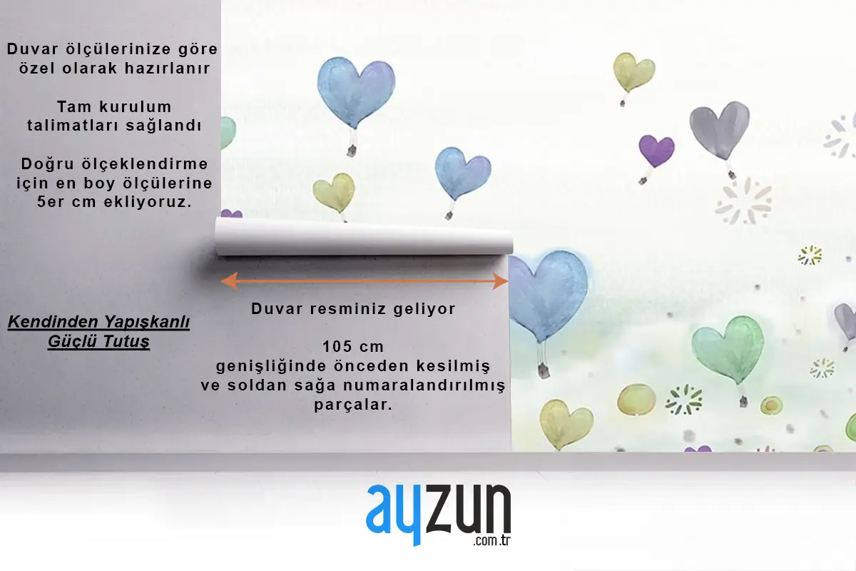 Sulu Boya Tarz Renkli Balonlar Çocuk Odası Duvar Kağıdı