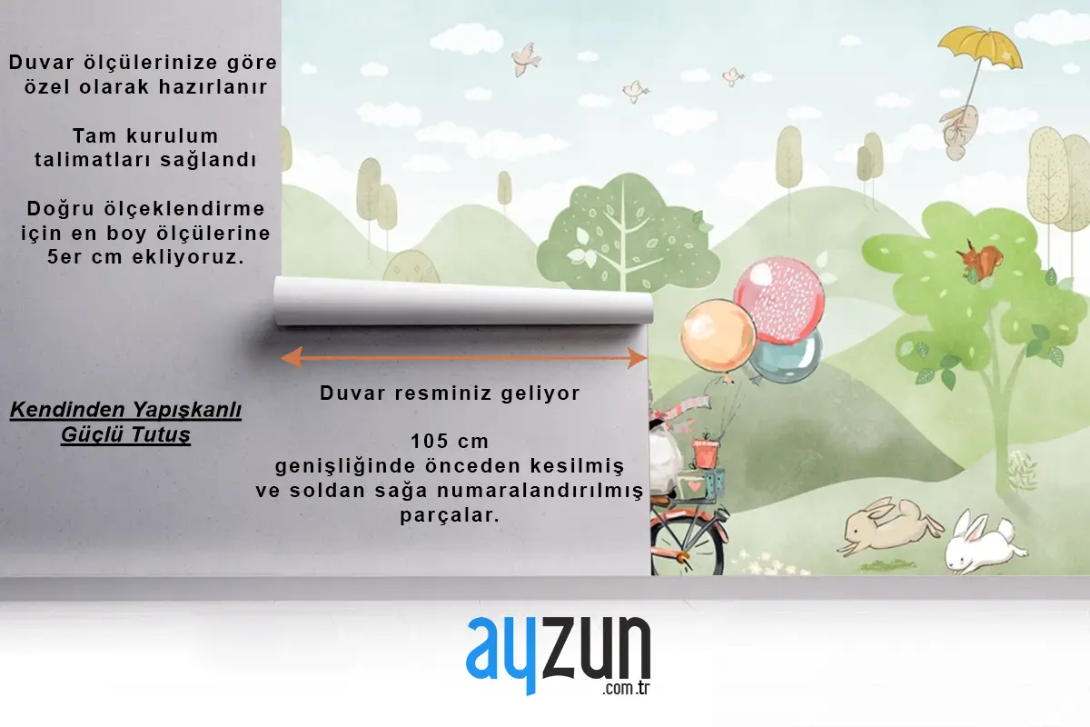 Suluboya Panda Çocuk Odası Duvar Kağıdı