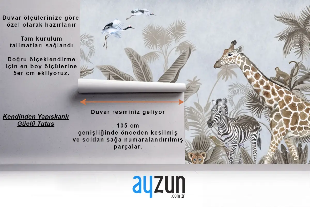 Suluboya Safari Çocuk Odası Duvar Kağıdı