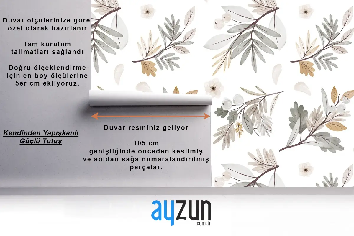 Suluboya Sonbahar Orman Buketi Deseni Tv Arkası Duvar Kağıdı