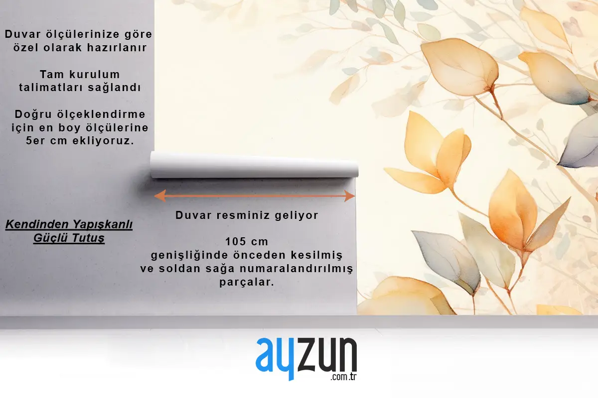 Suluboya Tasarımında Okaliptüs Yaprakları Tv Arkası Duvar Kağıdı