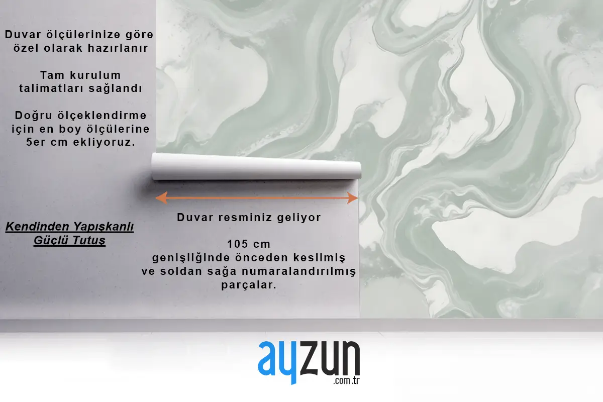 Swish Adaçayı Mermer Yatak Odası Duvar Kağıdı