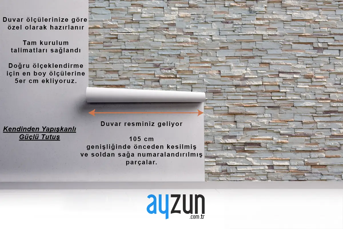 Taş Beyaz Duvar Dokusu Dekoratif Iç Duvar Kağıdı