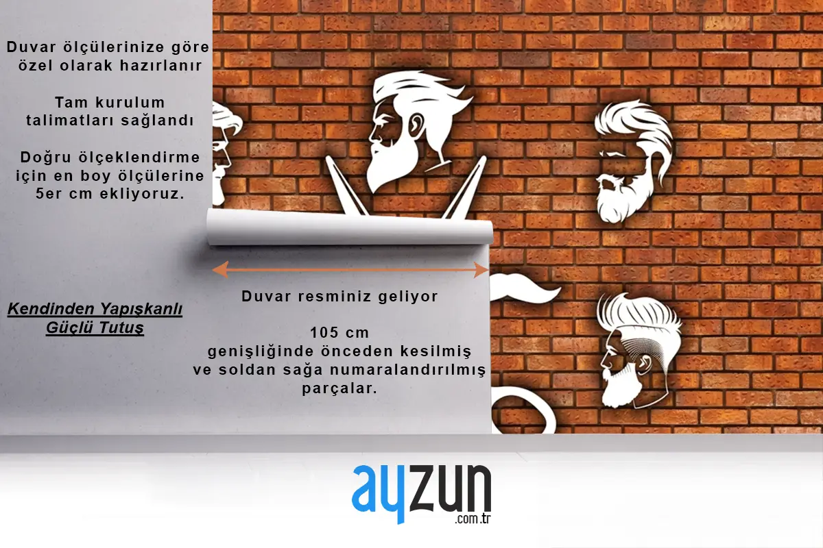 Taş Desen Arka Plan Berber Dükkanı Kuaför Salonu Duvar Kağıdı