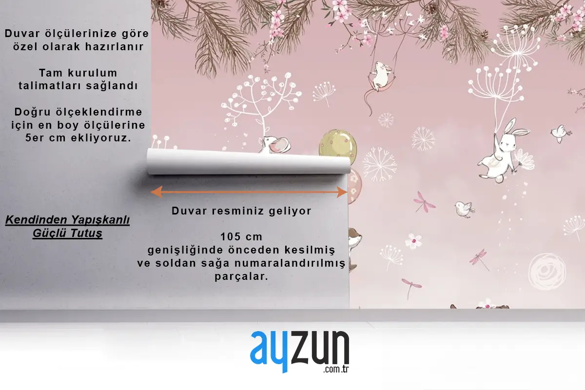 Tavşan Geyik Ayı Sevimli Hayvan Çocuk Odası Duvar Kağıdı