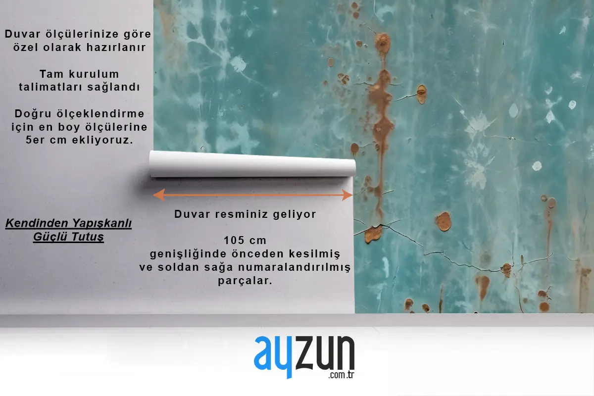 Teal Verdigris Yatak Odası Duvar Kağıdı