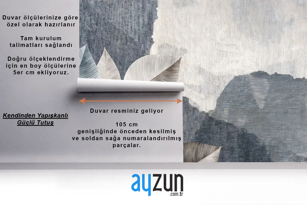 Kahve Tonlarında Dokulu Yapraklar Yatak Odası Duvar Kağıdı