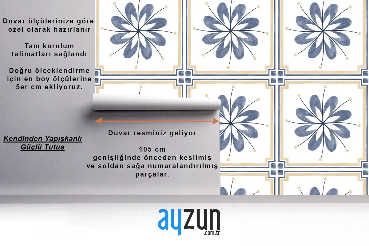 Fayans Dokulu Desen Tasarımı Mutfak Duvar Kağıdı Duvar