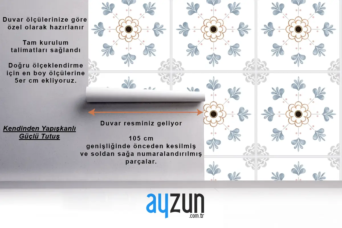 Fayans Dokulu Desen Mutfak Duvar Kağıdı