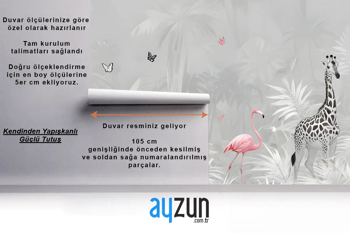 Çocuklar Için Yapraklı Tropikal Hayvanlar Duvar Kağıdı