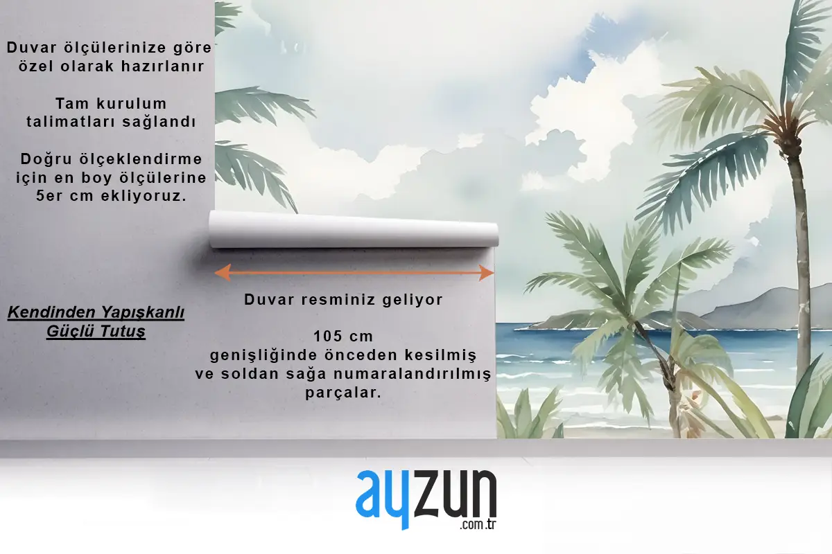 Tropikal Plaj Manzaralı Duvar Kağıdı 