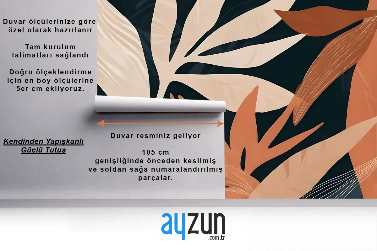 Tropikal Yeşillik Yaprakları Sanat Duvar Kağıdı 